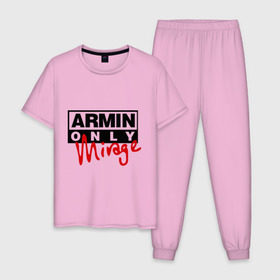 Мужская пижама хлопок с принтом Armin only - mirage в Новосибирске, 100% хлопок | брюки и футболка прямого кроя, без карманов, на брюках мягкая резинка на поясе и по низу штанин
 | addicted | buuren | mirage | van | аrmin
