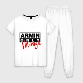 Женская пижама хлопок с принтом Armin only - mirage в Новосибирске, 100% хлопок | брюки и футболка прямого кроя, без карманов, на брюках мягкая резинка на поясе и по низу штанин | addicted | buuren | mirage | van | аrmin
