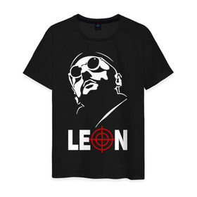 Мужская футболка хлопок с принтом Leon в Новосибирске, 100% хлопок | прямой крой, круглый вырез горловины, длина до линии бедер, слегка спущенное плечо. | jean | leon | professional | reno | жан | леон | профессионал | рено