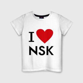 Детская футболка хлопок с принтом I love NSK в Новосибирске, 100% хлопок | круглый вырез горловины, полуприлегающий силуэт, длина до линии бедер | Тематика изображения на принте: i love nsk | любовь | новосибирск | нск