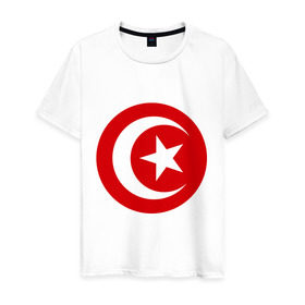 Мужская футболка хлопок с принтом Тунис в Новосибирске, 100% хлопок | прямой крой, круглый вырез горловины, длина до линии бедер, слегка спущенное плечо. | звезда | полумесяц | тунис | флаг