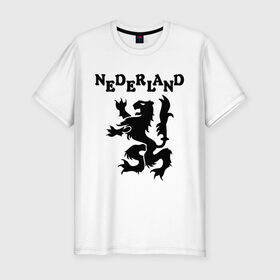 Мужская футболка премиум с принтом Сборная Голландии по Футболу в Новосибирске, 92% хлопок, 8% лайкра | приталенный силуэт, круглый вырез ворота, длина до линии бедра, короткий рукав | nederland | герб | голландия | нидерланды | сборная | символ | футбол