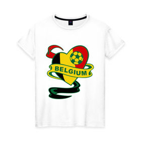 Женская футболка хлопок с принтом Сборная Бельгии по Футболу в Новосибирске, 100% хлопок | прямой крой, круглый вырез горловины, длина до линии бедер, слегка спущенное плечо | belgium | бельгия | мяч | сборная | флаг бельгии | футбол