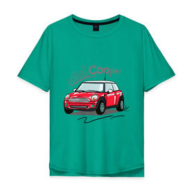 Мужская футболка хлопок Oversize с принтом Mini Cooper в Новосибирске, 100% хлопок | свободный крой, круглый ворот, “спинка” длиннее передней части | Тематика изображения на принте: mini cooper | автомобиль | машина | мини купер | миникупер