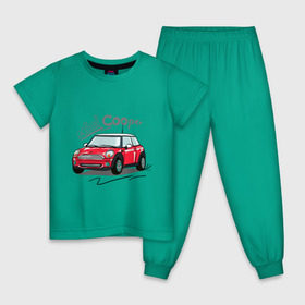 Детская пижама хлопок с принтом Mini Cooper в Новосибирске, 100% хлопок |  брюки и футболка прямого кроя, без карманов, на брюках мягкая резинка на поясе и по низу штанин
 | mini cooper | автомобиль | машина | мини купер | миникупер