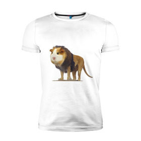 Мужская футболка премиум с принтом Свинолев в Новосибирске, 92% хлопок, 8% лайкра | приталенный силуэт, круглый вырез ворота, длина до линии бедра, короткий рукав | swag | лев | морская | свинка | свэг