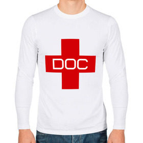 Мужской лонгслив хлопок с принтом Доктор в Новосибирске, 100% хлопок |  | doc | док | доктор | красный | крест