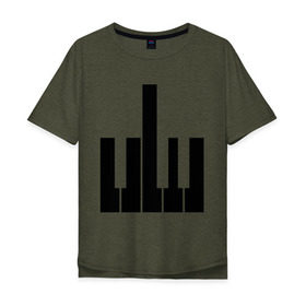 Мужская футболка хлопок Oversize с принтом Fuck your music! в Новосибирске, 100% хлопок | свободный крой, круглый ворот, “спинка” длиннее передней части | your | вашу | клавиши | музыка | пианино | твою