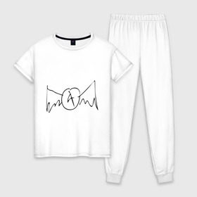 Женская пижама хлопок с принтом Aerosmith (draw logo) в Новосибирске, 100% хлопок | брюки и футболка прямого кроя, без карманов, на брюках мягкая резинка на поясе и по низу штанин | aerosmith | draw | logo | логотип | рисованный