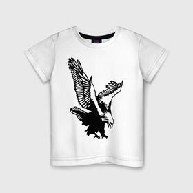 Детская футболка хлопок с принтом Орлиный размах крыльев в Новосибирске, 100% хлопок | круглый вырез горловины, полуприлегающий силуэт, длина до линии бедер | взлет | кондор | коршун | орел | полет | птица | сокол