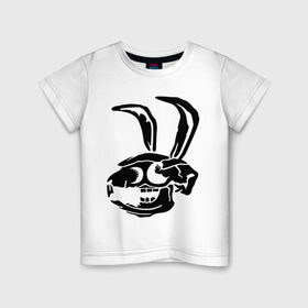 Детская футболка хлопок с принтом Дохлый кролик в Новосибирске, 100% хлопок | круглый вырез горловины, полуприлегающий силуэт, длина до линии бедер | Тематика изображения на принте: скелет