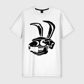 Мужская футболка премиум с принтом Дохлый кролик в Новосибирске, 92% хлопок, 8% лайкра | приталенный силуэт, круглый вырез ворота, длина до линии бедра, короткий рукав | Тематика изображения на принте: скелет
