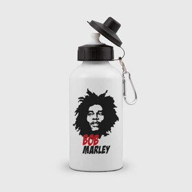 Бутылка спортивная с принтом Bob Marley в Новосибирске, металл | емкость — 500 мл, в комплекте две пластиковые крышки и карабин для крепления | Тематика изображения на принте: bob | marley | боб | марли