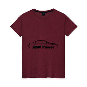 Женская футболка хлопок с принтом M power в Новосибирске, 100% хлопок | прямой крой, круглый вырез горловины, длина до линии бедер, слегка спущенное плечо | bmw | joy | toplanding | авто | бмв | бренд | бэха | логотип