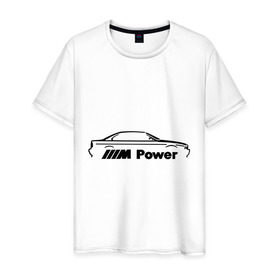 Мужская футболка хлопок с принтом M power в Новосибирске, 100% хлопок | прямой крой, круглый вырез горловины, длина до линии бедер, слегка спущенное плечо. | bmw | joy | toplanding | авто | бмв | бренд | бэха | логотип
