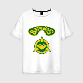 Женская футболка хлопок Oversize с принтом Боевые Жабы в Новосибирске, 100% хлопок | свободный крой, круглый ворот, спущенный рукав, длина до линии бедер
 | battle | batttletoads | sega | toads | сега
