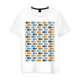 Мужская футболка хлопок с принтом Рыбки в Новосибирске, 100% хлопок | прямой крой, круглый вырез горловины, длина до линии бедер, слегка спущенное плечо. | рыба | рыбалка | туризм