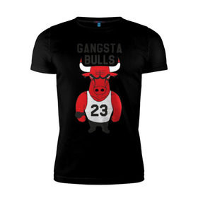 Мужская футболка премиум с принтом Gangsta Bulls в Новосибирске, 92% хлопок, 8% лайкра | приталенный силуэт, круглый вырез ворота, длина до линии бедра, короткий рукав | bulls | chicago | gangsta | бык | гангстер | чикаго
