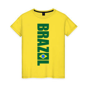 Женская футболка хлопок с принтом Футбол Бразилия в Новосибирске, 100% хлопок | прямой крой, круглый вырез горловины, длина до линии бедер, слегка спущенное плечо | бразилия
