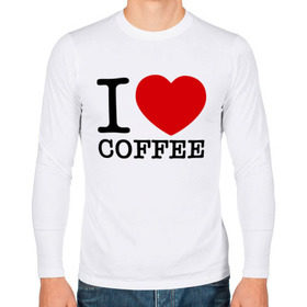 Мужской лонгслив хлопок с принтом I love coffee в Новосибирске, 100% хлопок |  | Тематика изображения на принте: coffee | heart | love | кофе | люблю | сердце