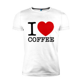Мужская футболка премиум с принтом I love coffee в Новосибирске, 92% хлопок, 8% лайкра | приталенный силуэт, круглый вырез ворота, длина до линии бедра, короткий рукав | Тематика изображения на принте: coffee | heart | love | кофе | люблю | сердце