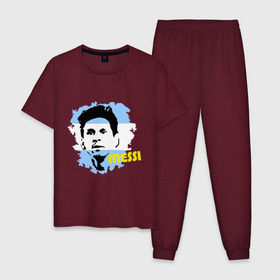 Мужская пижама хлопок с принтом Месси (Messi) в Новосибирске, 100% хлопок | брюки и футболка прямого кроя, без карманов, на брюках мягкая резинка на поясе и по низу штанин
 | argentina | football | lionel | messi | аргентина | футбол
