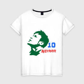 Женская футболка хлопок с принтом Неймар (Neymar) в Новосибирске, 100% хлопок | прямой крой, круглый вырез горловины, длина до линии бедер, слегка спущенное плечо | неймар