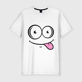 Мужская футболка премиум с принтом Кайфушки в Новосибирске, 92% хлопок, 8% лайкра | приталенный силуэт, круглый вырез ворота, длина до линии бедра, короткий рукав | кайфушки | лыба | рожица | смайл | улыбка | язык