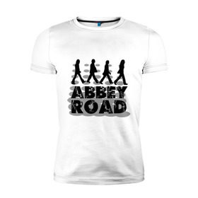 Мужская футболка премиум с принтом Abbey Road в Новосибирске, 92% хлопок, 8% лайкра | приталенный силуэт, круглый вырез ворота, длина до линии бедра, короткий рукав | 