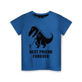 Детская футболка хлопок с принтом Годзилла Best friend в Новосибирске, 100% хлопок | круглый вырез горловины, полуприлегающий силуэт, длина до линии бедер | годзилла | динозавр | друг | лучший | навек | навсегда | тираннозавр