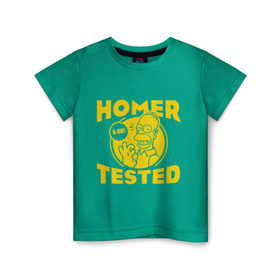 Детская футболка хлопок с принтом Homer tested в Новосибирске, 100% хлопок | круглый вырез горловины, полуприлегающий силуэт, длина до линии бедер | гомер