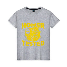 Женская футболка хлопок с принтом Homer tested в Новосибирске, 100% хлопок | прямой крой, круглый вырез горловины, длина до линии бедер, слегка спущенное плечо | гомер