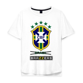 Мужская футболка хлопок Oversize с принтом Сборная Бразилии по футболу в Новосибирске, 100% хлопок | свободный крой, круглый ворот, “спинка” длиннее передней части | brazzers | бразилия