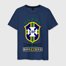 Мужская футболка хлопок с принтом Сборная Бразилии по футболу в Новосибирске, 100% хлопок | прямой крой, круглый вырез горловины, длина до линии бедер, слегка спущенное плечо. | brazzers | бразилия