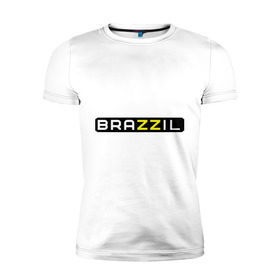 Мужская футболка премиум с принтом Brazzil в Новосибирске, 92% хлопок, 8% лайкра | приталенный силуэт, круглый вырез ворота, длина до линии бедра, короткий рукав | brazzers | бразилия