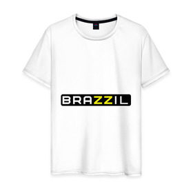 Мужская футболка хлопок с принтом Brazzil в Новосибирске, 100% хлопок | прямой крой, круглый вырез горловины, длина до линии бедер, слегка спущенное плечо. | brazzers | бразилия