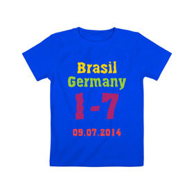 Детская футболка хлопок с принтом Бразилия - Германия в Новосибирске, 100% хлопок | круглый вырез горловины, полуприлегающий силуэт, длина до линии бедер | 