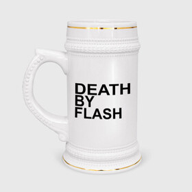 Кружка пивная с принтом Death by flash в Новосибирске,  керамика (Материал выдерживает высокую температуру, стоит избегать резкого перепада температур) |  объем 630 мл | flash
