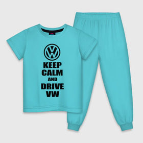 Детская пижама хлопок с принтом Keep calm and drive vw в Новосибирске, 100% хлопок |  брюки и футболка прямого кроя, без карманов, на брюках мягкая резинка на поясе и по низу штанин
 | calm | drive | keep | volkswagen | веди | води | вольксваген | оставайся | сохраняй | спокойствие