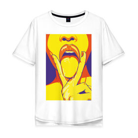 Мужская футболка хлопок Oversize с принтом V-tongue в Новосибирске, 100% хлопок | свободный крой, круглый ворот, “спинка” длиннее передней части | 
