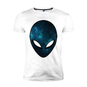 Мужская футболка премиум с принтом Инопланетный разум в Новосибирске, 92% хлопок, 8% лайкра | приталенный силуэт, круглый вырез ворота, длина до линии бедра, короткий рукав | астронавт | галактика | голова | звезды | инопланетянин | космос | пришелец