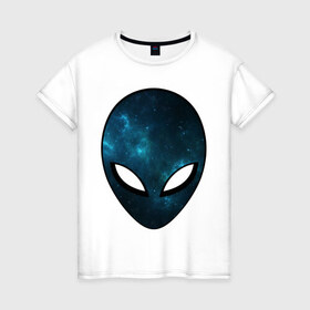 Женская футболка хлопок с принтом Инопланетный разум в Новосибирске, 100% хлопок | прямой крой, круглый вырез горловины, длина до линии бедер, слегка спущенное плечо | астронавт | галактика | голова | звезды | инопланетянин | космос | пришелец