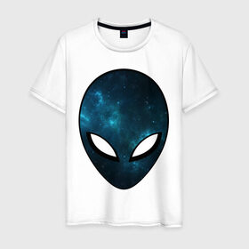 Мужская футболка хлопок с принтом Инопланетный разум в Новосибирске, 100% хлопок | прямой крой, круглый вырез горловины, длина до линии бедер, слегка спущенное плечо. | астронавт | галактика | голова | звезды | инопланетянин | космос | пришелец