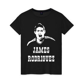 Женская футболка хлопок с принтом James Rodriguez в Новосибирске, 100% хлопок | прямой крой, круглый вырез горловины, длина до линии бедер, слегка спущенное плечо | columbia | football | james | rodriguez | колумбия | родригес | футбол | хамес