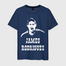 Мужская футболка хлопок с принтом James Rodriguez в Новосибирске, 100% хлопок | прямой крой, круглый вырез горловины, длина до линии бедер, слегка спущенное плечо. | columbia | football | james | rodriguez | колумбия | родригес | футбол | хамес