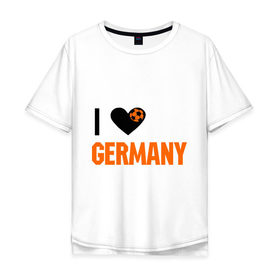 Мужская футболка хлопок Oversize с принтом I love Germany в Новосибирске, 100% хлопок | свободный крой, круглый ворот, “спинка” длиннее передней части | deutsch | football | germany | heart | love | германия | люблю | мяч | сердце | футбол