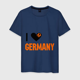 Мужская футболка хлопок с принтом I love Germany в Новосибирске, 100% хлопок | прямой крой, круглый вырез горловины, длина до линии бедер, слегка спущенное плечо. | deutsch | football | germany | heart | love | германия | люблю | мяч | сердце | футбол