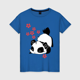 Женская футболка хлопок с принтом Панда в Новосибирске, 100% хлопок | прямой крой, круглый вырез горловины, длина до линии бедер, слегка спущенное плечо | панда