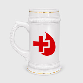 Кружка пивная с принтом Донор в Новосибирске,  керамика (Материал выдерживает высокую температуру, стоит избегать резкого перепада температур) |  объем 630 мл | донор | красный крест | крест | кровь | медицина | сердце