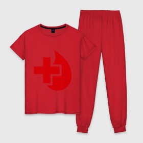 Женская пижама хлопок с принтом Донор в Новосибирске, 100% хлопок | брюки и футболка прямого кроя, без карманов, на брюках мягкая резинка на поясе и по низу штанин | донор | красный крест | крест | кровь | медицина | сердце